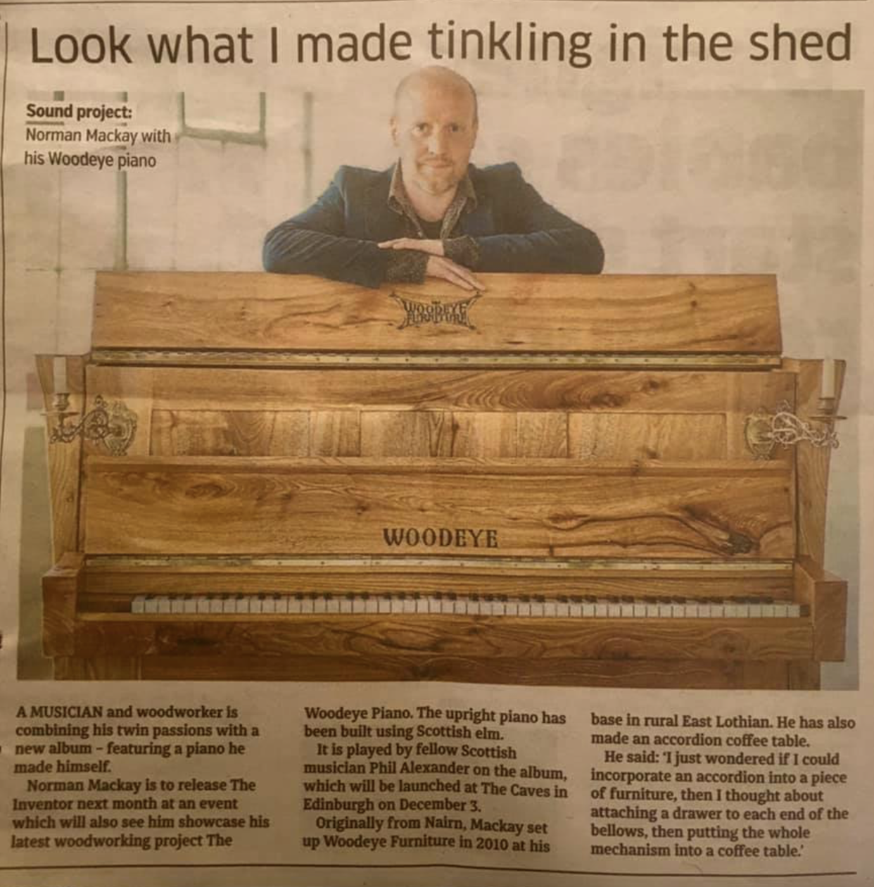 Norman Mackay with his Woodeye Piano